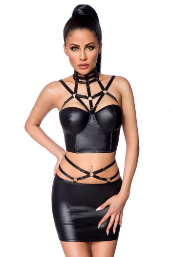 Harness-Wetlook-Set mit Rock 18263 - XS/S