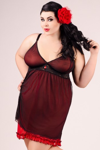 schwarz/rotes Chemise E/2011 46/48 von Andalea Dessous