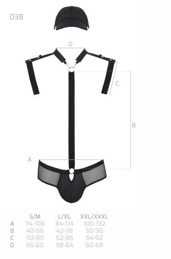 schwarzes Harness Set 038 - S/M