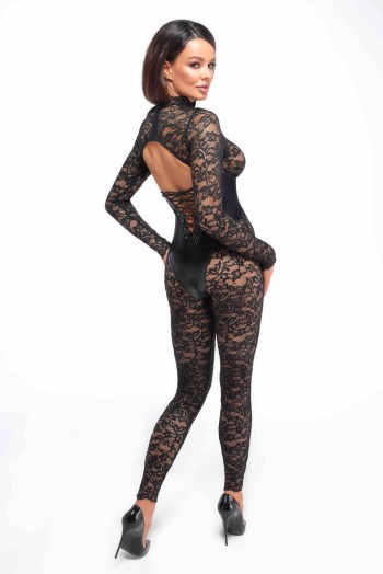 F299 Bodystocking mit Unterbrust-Corsage - XL