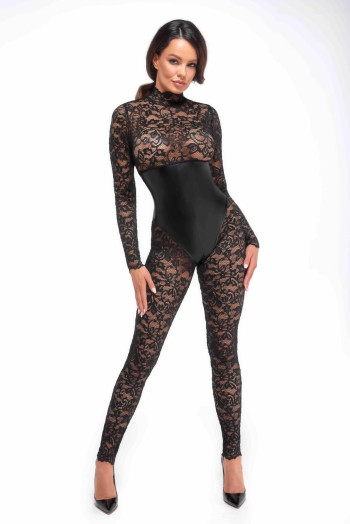 F299 Bodystocking mit Unterbrust-Corsage - XL