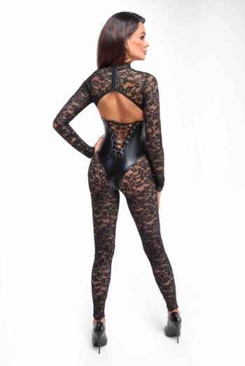 F299 Bodystocking mit Unterbrust-Corsage - XL