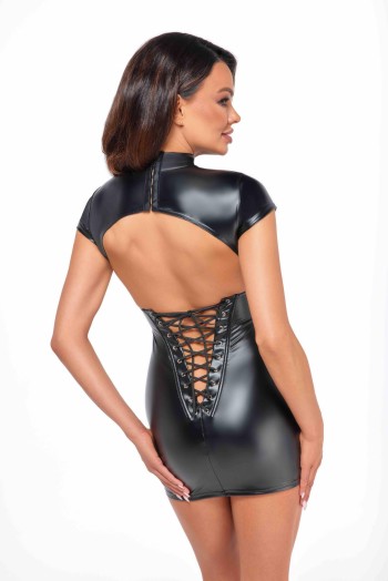 F309 Wetlook Minikleid - L