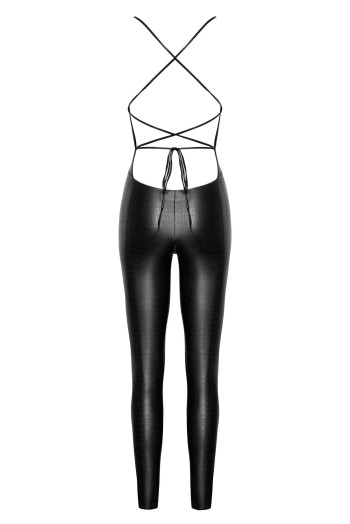 F316 Wetlook Catsuit ouvert - S