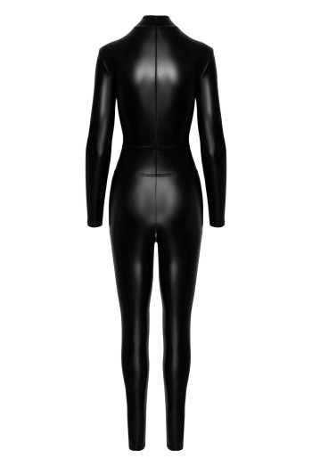 F319 Powerwetlook Catsuit mit Reißverschluss und Ring - L