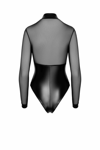 F321 Wetlook/Tüll Body mit Ringen - 2XL