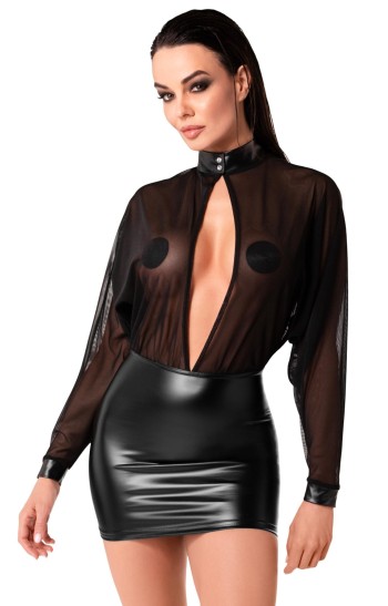 F348 Tüll-Minikleid mit Wetlook - XL