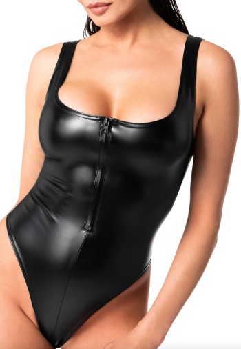 F333 Wetlook Body mit Frontreißverschluss - XL