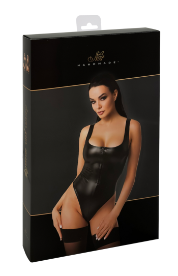 F333 Wetlook Body mit Frontreißverschluss - XL