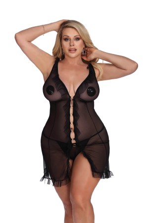 schwarzes Negligee AA053640 - XL/2XL