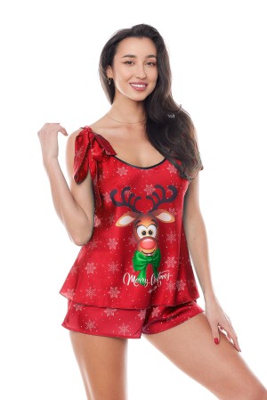 rotes 2-teiliges Weihnachtsset mit Rentier von Anais apparel