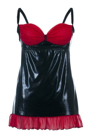 schwarzes Wetlook Chemise SB/1011 46/48 Sexy Base Kollektion by Andalea