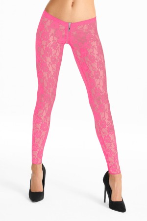 pinke Spitzen Leggings LG008 - M