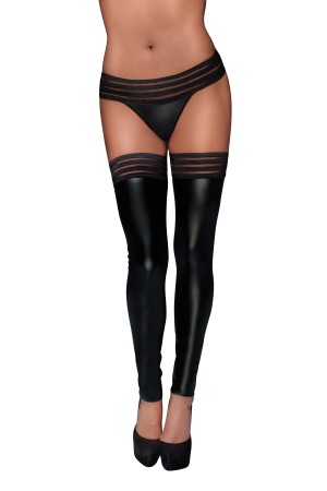 Powerwetlook Stockings mit elastischen Bändern F158 - M