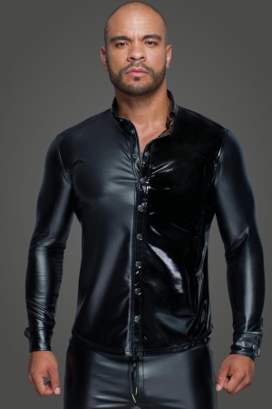 Langärmliges Powerwetlook & PVC Shirt H064 - 2XL