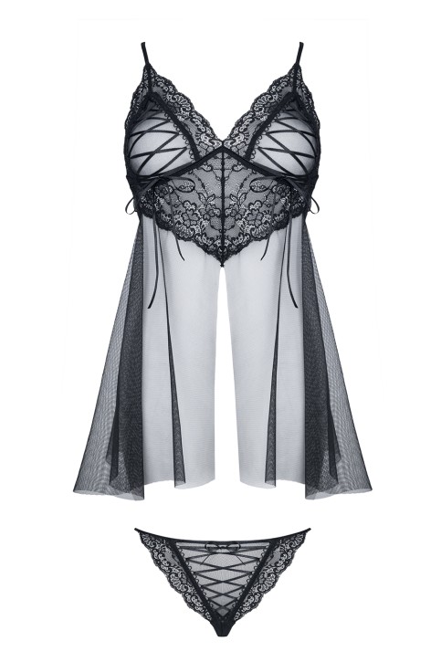 schwarzes Babydoll Clotilde - S