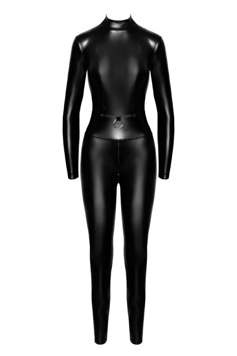 F319 Powerwetlook Catsuit mit Reißverschluss und Ring - 3XL